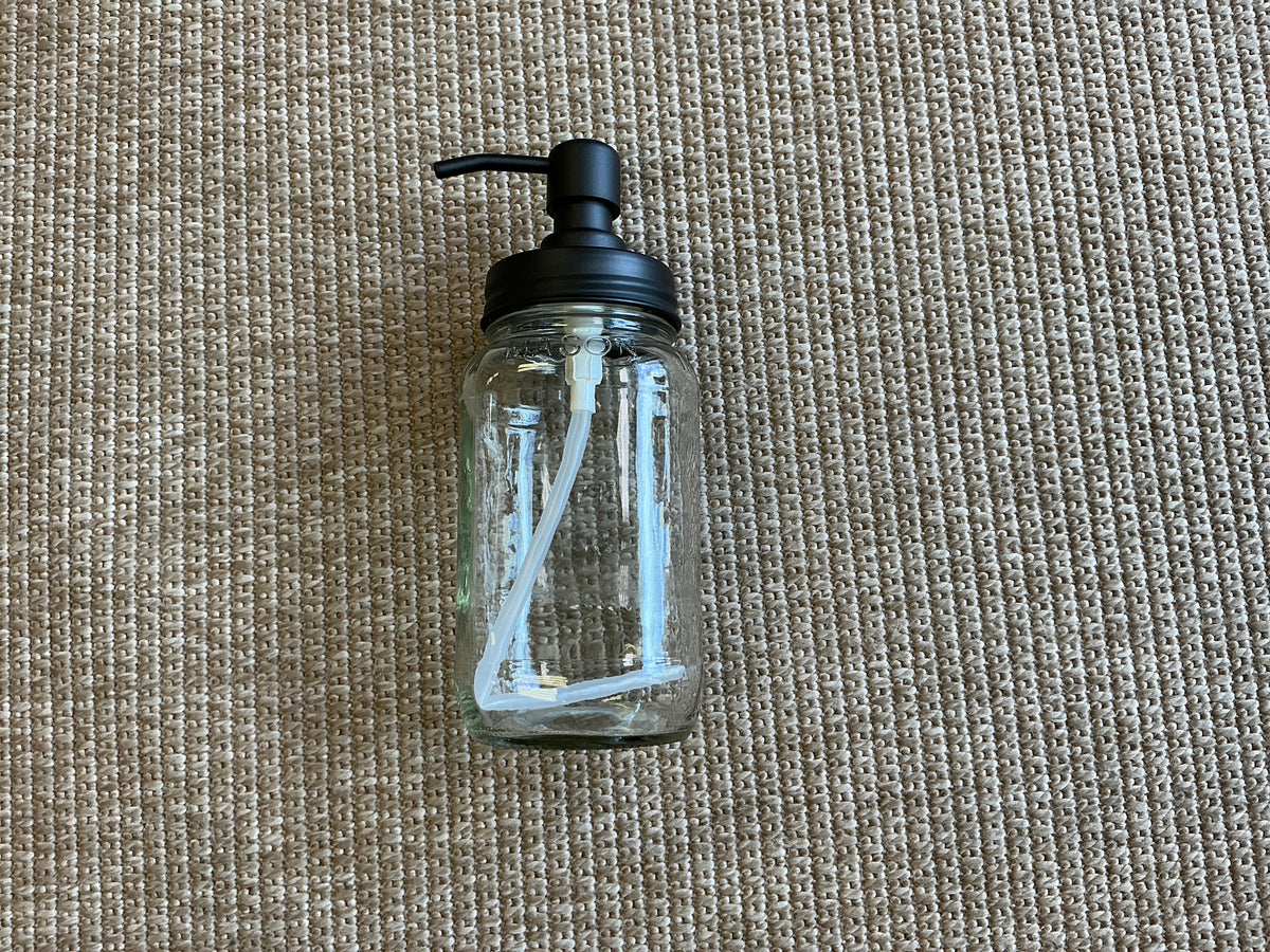 Mason Jar with black metal pump