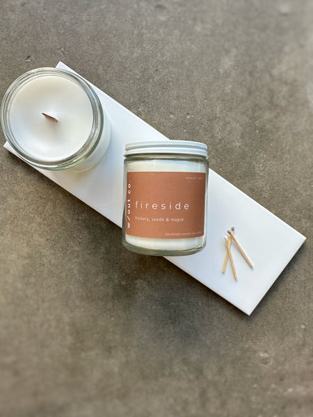 Fireside candle - hickory, suede & maple