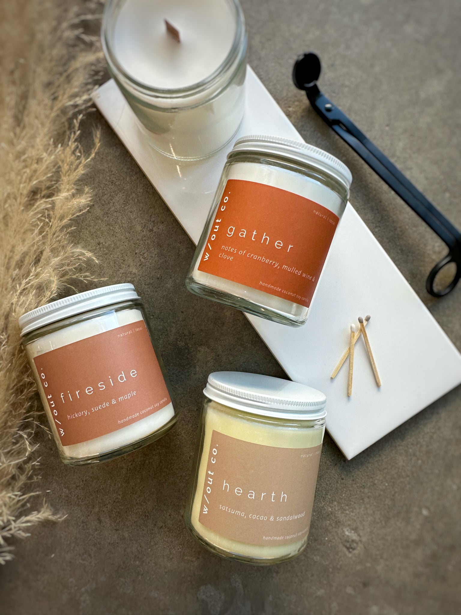 Fireside candle - hickory, suede & maple