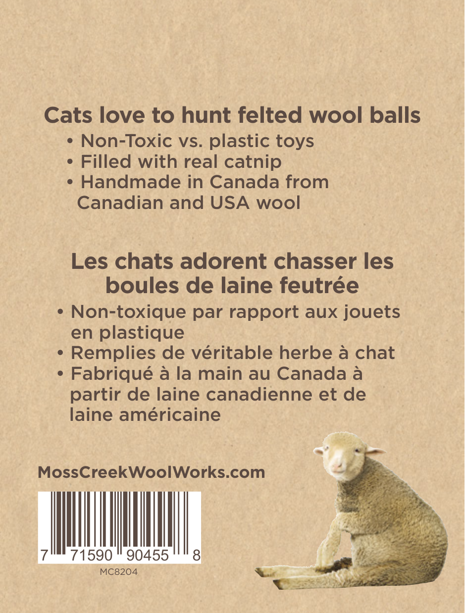 Catnip-Infused 2 Wool Balls | Natural Cat Toy | Eco Pet Gift