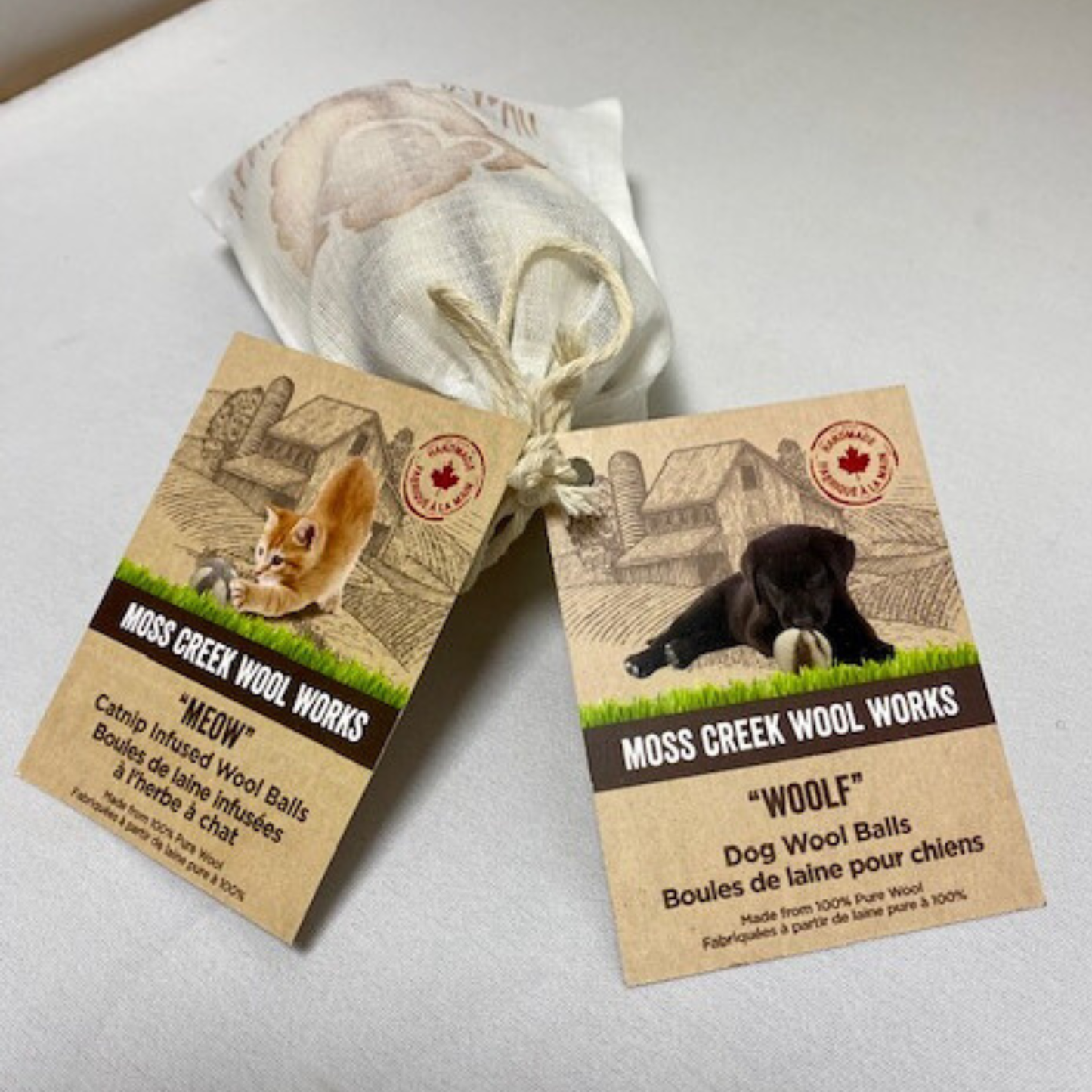 Catnip-Infused 2 Wool Balls | Natural Cat Toy | Eco Pet Gift