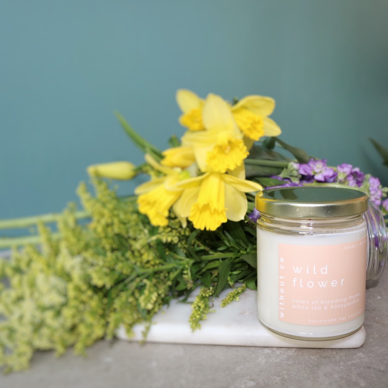 Wildflower candle - lily of the valley, honeysuckle, thyme